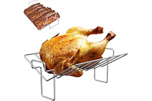 BQMAX Turkey Roasting Rack for Big Green Egg, Rib Rack for Smoking and Grilling, V-Shaped Turkey Roast Rack for Kamado Joe, Large& XLarge Big Green Eggs, Turkey Roasting Rack Accessories