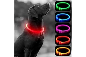 EVABRIS® Collar Luminoso Perro Recargable por USB, Resistente al Agua, Collar Perro Grande Pequeño y Mediano, 3 Modos de Luz, Tamaño Ajustable para Cada Mascota (Rojo)