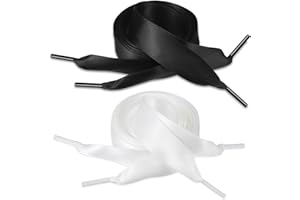 Geosar Cordones de Cinta de Raso 2 Pares Cordones para Zapatillas Zapatos Planos Botas Niños, 0,79 Pulgadas