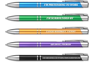 NEZYO 5 Packs of Funny Pen Set for Colleagues Ballpoint Pens Cheeky Novelty Pens Cool Rude Stationery Office Desk Accessories Work Leaving Gift for Teachers Adults, 5 Colors(Vibrant Style)
