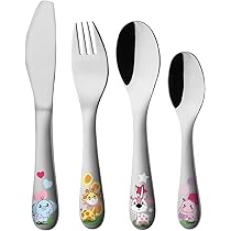 Posate Bambini EXZACT - Set 3 Pezzi Acciaio Inox Con Manico A Razzo - Per Bambini Dai 2 Anni