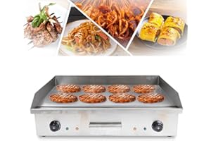 ‎NAMASYO 220V 4400W Elektro Grillplatte 50-300 ℃ Elektrogrill Edelstahl-Kochplatte Mit Anti-Splash Fettsammelschale Gastronomie Tischgrill Bräter Griddleplatte Griddle Für Zuhause und draußen BBQ