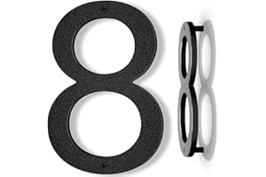 Yafimea 20 cm Hausnummer Schwarz, Große wetterfeste Hausnummer aus Kunststoff mit Schraubmontage, 3D Floating-Effekt für Außenbereich, Wand oder Zaun (8)