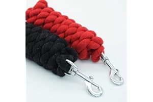 Tigerbox 2 Metre Black Strong Twisted Cotton Horse Pony Lead Rope with Trigger Clip Snap Hook