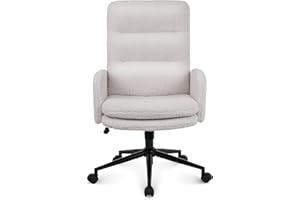 Youhauchair Schreibtischstuhl aus Kaschmir, Bürostuhl Ergonomisch mit hoher Rückenlehne, Bequemer Schminktisch Stuhl, Drehstuhl Schreibtisch Stuhl mit Verstellbarer Höhe, Creme