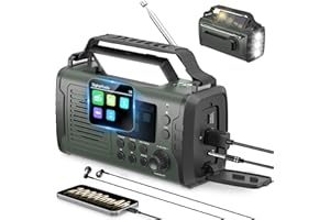 NEEMOSI Kurbelradio DAB FM 20000mAh, Notfallradio DAB Plus Kurbel Solar, Solar Radio Notfall mit Bluetooth & Wecker, Emergency Radio mit Handy Ladegerät & Taschenlampe, SOS Kompass Survival Radio (Grüner)