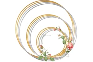 KTPCN Lot de 12 anneaux métal doré/argenté - 10/15/20 cm - bricolage