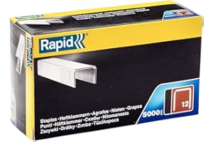 Rapid Tackerklammern Typ 12, 6mm Klammern, 5.000 Stk. Grosspackung, Flachdrahtklammern für Polstern