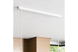 ‎LIGHTSTOCK Rectangular Canopy for Lamp, Junction Box with 2 Cable Outlets (L 80 x H 2.5 x W 5 cm), White, Ideal for Dining Table, Includes Spring Clips