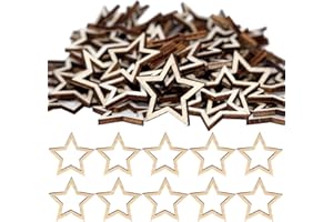 Aimeke 100 Piezas Estrellas de Madera Mini Estrellas Madera Manualidades Estrella de Madera Adornos para Fiesta Albumes de Recortes DIY Decoración de Dispersión de Mesa de Manualidades