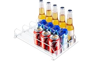 Accwork Organizador Latas Nevera Grande, 25 x 38cm Organizador Nevera Automático, Dispensador Latas Nevera, Organizador Cocina para 15 Latas, 3 Filas