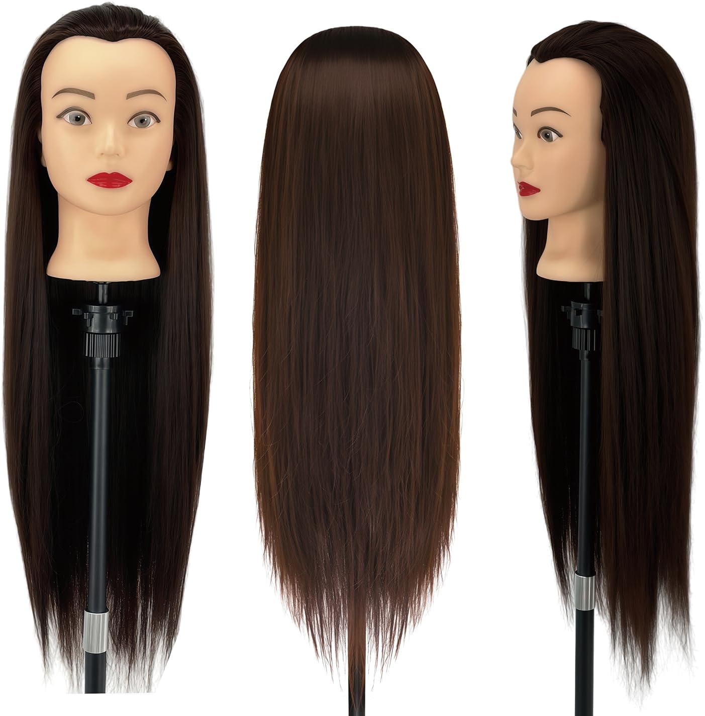 Juego de peluquería profesional para niños, cabeza de maniquí con soporte para pelucas y forma de cabeza de peluquero, para peluqueros, colegialas y escuelas de peluquería (ferroso)