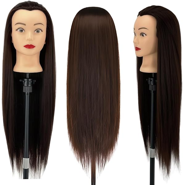 PERFEHAIR Friseur-Übungskopf 24 Zoll Mit Synthetischem Haar & Tisch-Schraubstock – Ideal Zum Flechten, Schneiden & Stylen üben