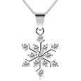 Pendentif Flocon De Neige Argent 925 Avec Zirconium - 2.3 X 1.1 Cm - Cadeau Noël, Anniversaire Pour Femme, Fille
