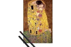 1ART1 Gustav Klimt Cartel (91x61 cm) El Beso, 1908 Y 1 Lote De 2 Varillas Negras