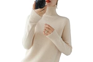 HUIPYOU Suéter de Lana de Cachemira de Cuello Alto de Las Mujeres Otoño Invierno de Color sólido Jersey de Punto Femenino Casual básico de Fondo suéter