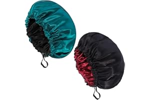 tao pipe 2 Stück Satin Bonnet Satin Schlafmütze Seiden haube,Verstellbare Schlafkappe Kopfbedeckung Weiche kopfhaube zum Schlafen mit Gummizug für Damen Mädchen