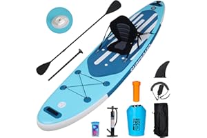YU YUSING Paddle Gonflable Adulte 320/335cm, Planche de Stand up Paddle Gonflable 2 Personnes, Siège de Kayak, avec Pagaie Aluminium, Support Caméra, Pompe, pour Tous Niveaux, jusqu'à 150 kg