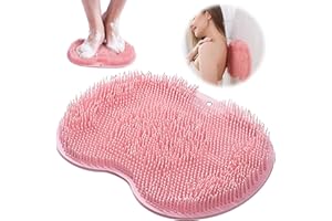 LEONSHCO Paillasson douche, frotteur de douche pour pieds et dos, pad de massage, brosse à pieds, nettoyeur de massage avec ventouses antidérapantes, pad de massage en silicone, ventouses Bad Massager Pad (A)