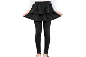 TUONROAD Dziewczęce legginsy ze spódnicą, rozciągliwe spodnie sportowe, rekreacyjne, falbanki, długie legginsy sportowe dla dzieci w wieku 5-9 lat