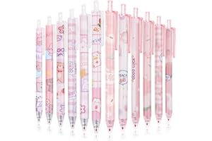 SHAIDOJIO 12 Stylo Gel Kawaii, Stylos Kawaii Cartoon Stylo Noir, 0.5mm Mignon Stylo Encre pour Enfants Cadeaux de Bureau, Cadeau Etudiant, Journal D'écriture, L'école, La Maison, Bureau