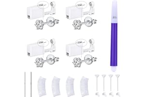 LAURITAMI Pistola Orecchini Usa e Getta,4 Pezzi Set Unisex per Forare i lobi delle Orecchie con Strumenti, Pistola Piercing Set per Piercing da Usare a Casa con Orecchini a Bottone CZ da 3/4/5 mm