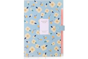 KONVINIT Trieurs à soufflets Format lettre (A4),Extensible avec 5 Compartiments Organiseur Document Imperméable, Souple, et Légère, Trieur à Soufflet,Trieur Fleur,Bleu