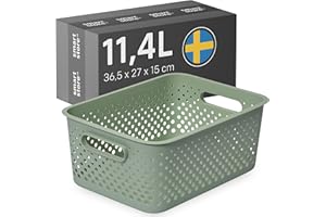 SmartStore Panier de Rangement avec Poignées en vert 11,4L (36,5x27x15cm) I Panier de Rangement en Plastique Recyclé I Essence L Boîte de Rangement I Boîtes de Rangement avec 10 Ans de Garantie