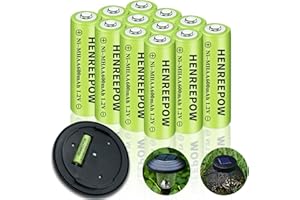 HENREEPOW Solar AA Rechargeable Batteries, Ni-MH Double A Regular Capacity 1.2V Pre-Charged for Garden Solar Lights, String Lights and Other Everyday Electronic (Low Power) Devices. (AA-600mAh-12pack)
