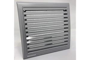 FANTRONIX Universal Grey Vent Cover with Fly Mesh for 100, 125 or 150 mm Diameter Holes. for Cooker Hoods, Bathroom Extractor Fans, Tumble Dryers. 193x188mm