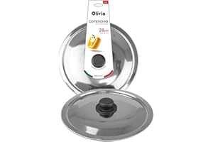 IPEA Coperchio per Padella o Pentola in Acciaio Inox - 18/20 / 22/24 / 26/28 cm - Coperchio Rotondo Universale con Pomello per Padelle da Cucina e Pentole - Lavabile in Lavastoviglie
