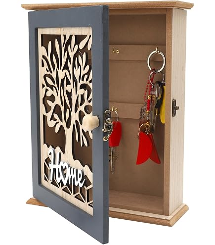 Boîte à Clés En Bois Metaltex HEVEA - Dimensions 26,5 X 19,5 X 8,5 Cm - Design épuré Pour Entrée Ou Bureau