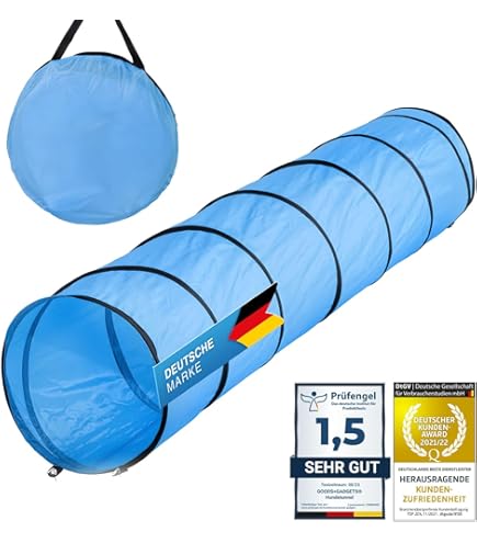 valuents Slalom rods with 2 hurdle 1 ring - blue/yellow - slalom poles/obstacle/jump ring - agility set for dogs - dog training accessories - football training set - Plus: Frisbee