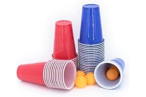 Kyto Lot de 50 gobelets réutilisables en plastique - Pour fête - Couleurs américaines - Bleu/rouge