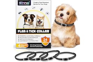 UOCASI Collare Antiparassitario Per Cani, 4 Pezzi Collare Antipulci Cani Pulci E Zecche, 24 Mesi Di Protezione A Lungo Termine Collare Antipulci Impermeabile Regolabile Collare Antipulci Cani - Nero