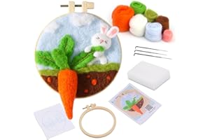Easusy Needle Felting Kit, Felt Painting Kit for Beginners, Felt Painting Set with Wool, Needle Felting Pad, Felting Wool, Decorative Frame,DIY Instructions，Used for Home Decoration (Harvest)