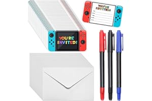 ZBHDEYG - Set di 30 inviti di compleanno, 30 buste, 3 segnalibri, per ragazze, a forma di gioco, per feste di compleanno