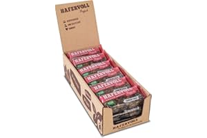 ‎HAFERVOLL HAFERVOLL Flapjack Cranberry Kakao VEGAN, 18 x 65g Müsliriegel - mit Agavendicksaft, ohne Honig & ohne Zusatz von Zucker, ohne Nüsse, Hafer, Handmade, im Ofen gebacken