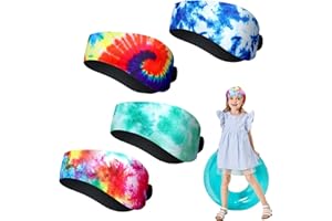 ALLWYOU 4 pcs Swimming Headband for Kids & Adults,Adjustable Neoprene Headband Waterproof Ear Band Ear Protection Band for Boys Girls,Fashion Tie Dye