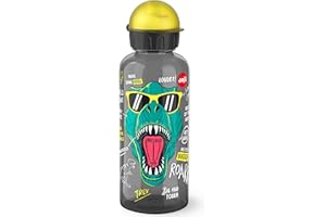 Emsa Teens Tritan Trinkflasche, Fassungsvermögen 0,6 Liter, 100% dicht, Trinkflasche aus Tritan, cleverer Trinkverschluss. Robust, Dino-Design, N30603