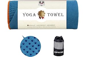 HAPBEAR Yogahanddukar 183 x 61 cm, Halkfria för Yogamatta, Microfiber med Silikonknoppar, Snabbtorkande, för Hot Yoga, Pilates, Gym & Bikram –