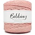 BOBBINY | Single Strand Cotton Macrame Cord Thread Rope for Crafts, Macrame DIY and Other Projects | Peach | 4mm, 100 Meter