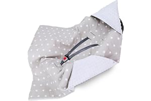 TOTSY BABY Couverture pour bébé 90 x 90 cm - utilisable sur Le siège Auto, de la Poussette chancelière pour Voiture Couverture Toute l'année Étoiles Gris Clair