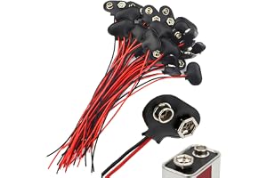 CESFONJER 30 st T-typ kombination batteriklämma anslutning DC 9 V batteri snäppkontakt och bekväm adapter - svart röd lång kabel 15 cm