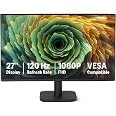 Amazon Basics 27-inch Computer Monitor, 120Hz, FHD 1080P, Compatible with HDMI, DP, VGA, VESA, for Office and Home, Black