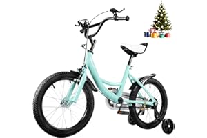 HUOMMGS Kinderfahrrad 16 Zoll Kinder Fahrrad für ab 5-8 Jahre Upgraded Jugend Fahrrad Kinderfahrrad mit Stützrädern Höhenverstellbar Anfänger Fahrrads für 100–135 cm Jungen & Mädchen