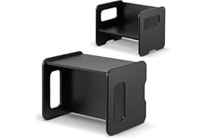 defiPad Panca per bambini | Panca per bambini può essere utilizzata come tavolo per bambini ruotando | Panchina in legno con 2 altezze | Funzione tavolo per bambini (Nero)