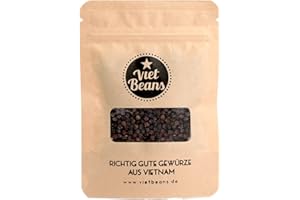 ‎VIETBEANS Phú Quốc Inselpfeffer Pfeffer schwarz ganz - Ganze Pfefferkörner schwarz für Pfeffermühle - Würzig und feurig – Handgepflückter schwarzer Pfeffer ganz – 50g
