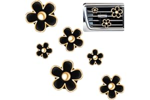 Frienda 6 Pcs Daisy Flower Air Vent Clip Air Freshener Outlet Clip Car Air Conditioning Clip Charm Car Inter Decor(Black, 2.5 cm, 3 cm, 3.3 cm)