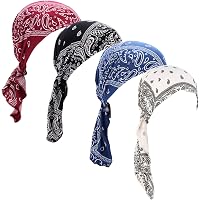 4 Foulards Turban Femme - Coton Polyester - Pour Chimio, Sport Ou Déco Cheveux